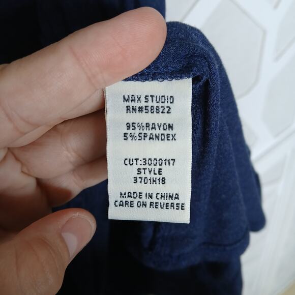 Max Studio Navy Blue Stretch Long Fold Midi Swing Skirt Womens MD Y2K 90s - Picture 4 of 10